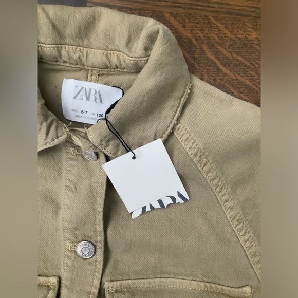 ZARA Cargo Light Green Denim Spring Jacket Youth Boys SZ 6-7 BRAND NEW With Tag - Picture 8 of 14